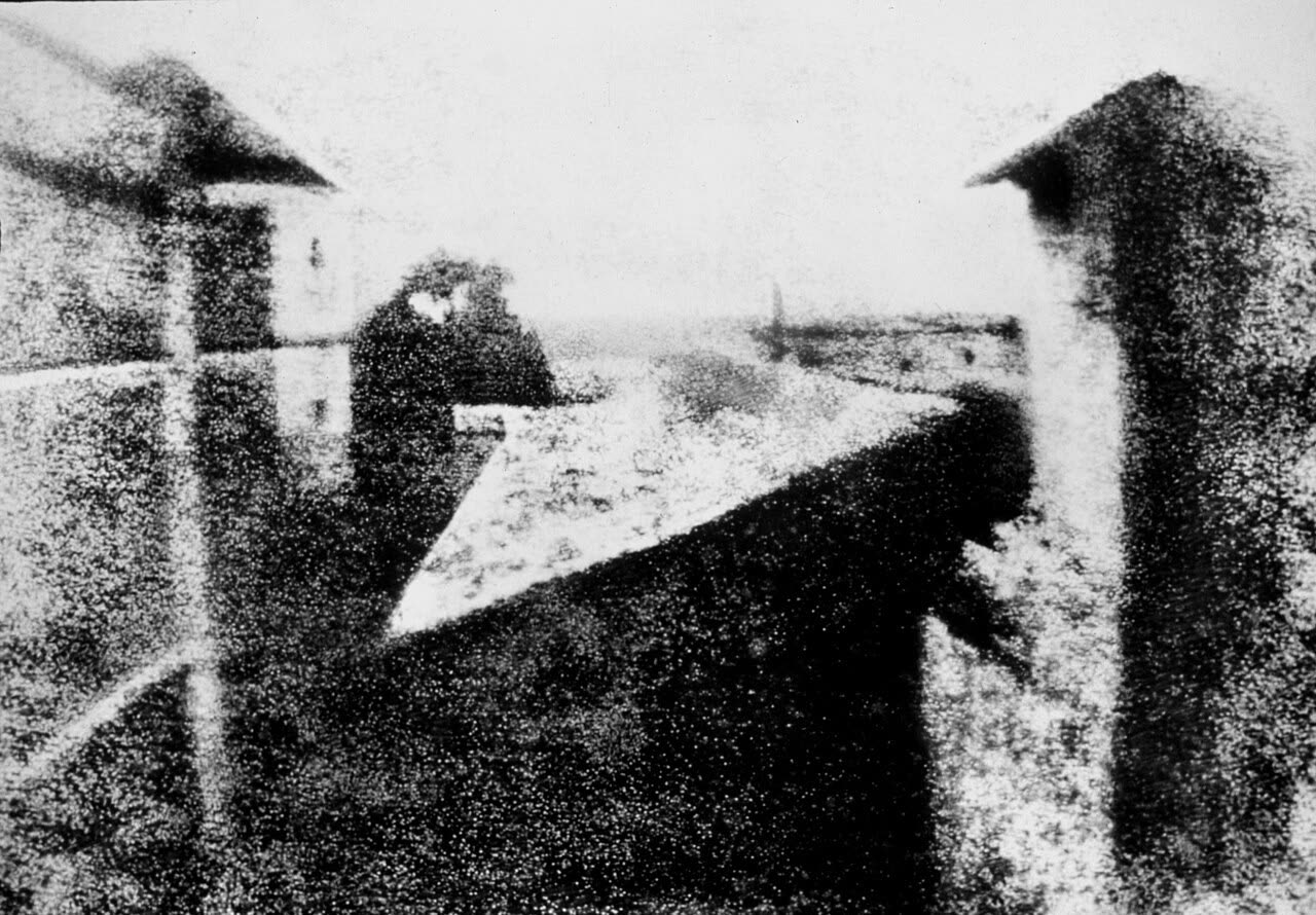 View from the Window at Le Gras, the oldest surviving photograph, taken by Nicéphore Niépce from a window of his house